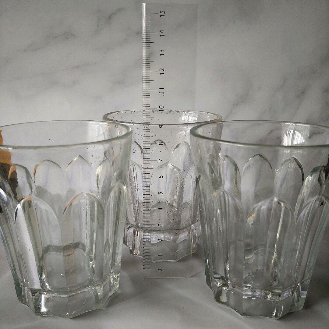 【貴重】大正　昭和　レトロ　剣先コップ　剣先グラス　気泡　3点セット　レア