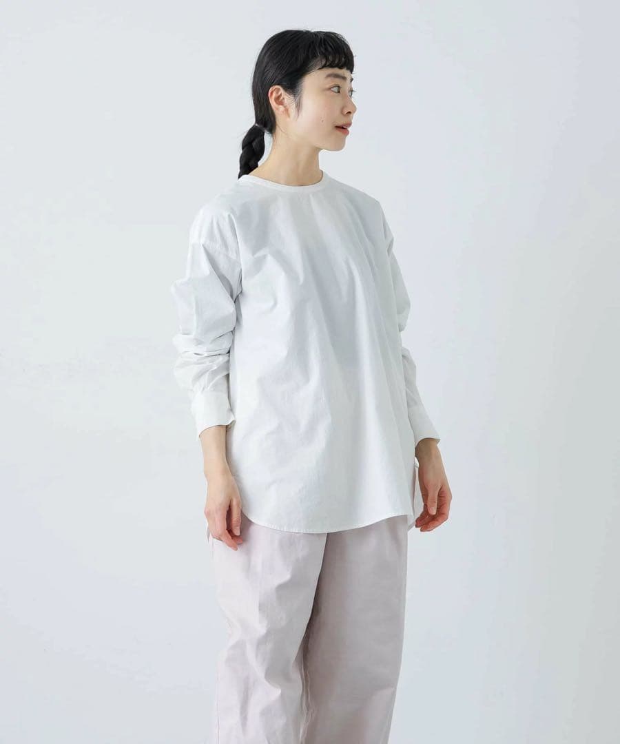 かぐれ　コットンシルククルーネックプルオーバー　ホワイト　こむぎ