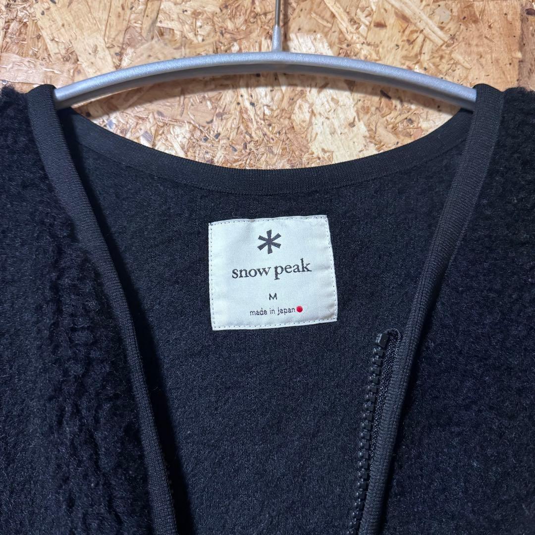  peak ウールフリースベスト 羊毛 ハーフジップ ブラック M