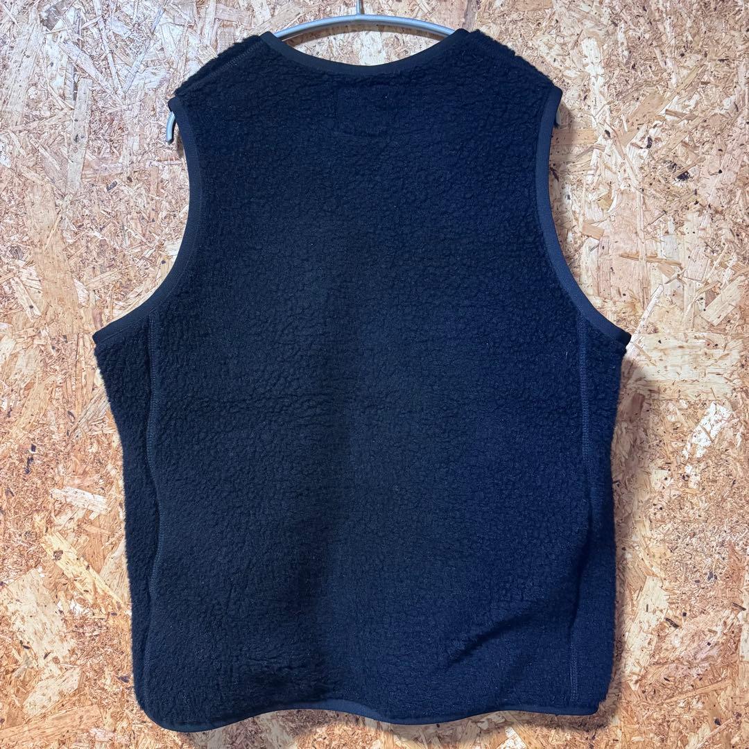  peak ウールフリースベスト 羊毛 ハーフジップ ブラック M