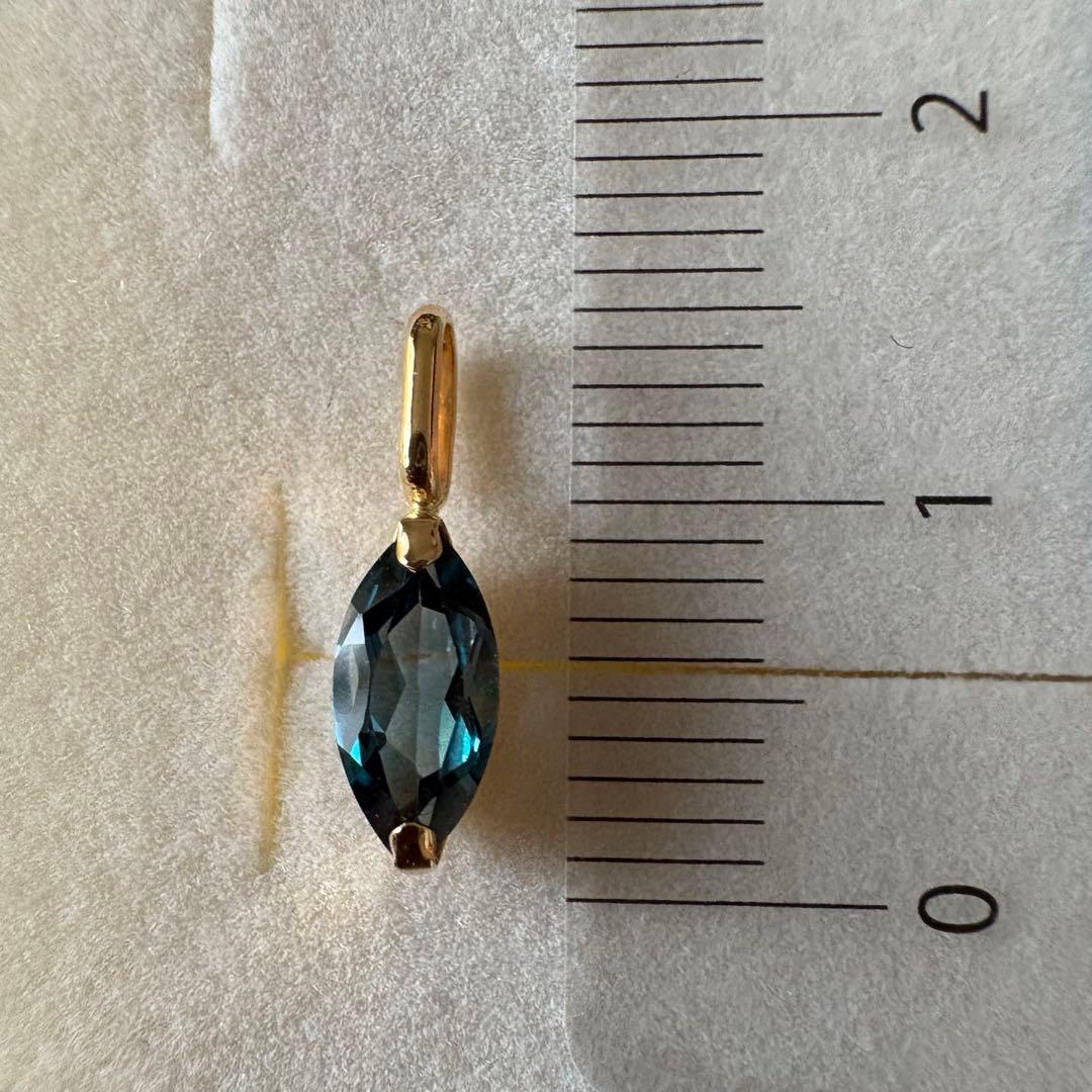 K18 ロンドンブルートパーズ　4×8マーキスペンダントトップ0.27g