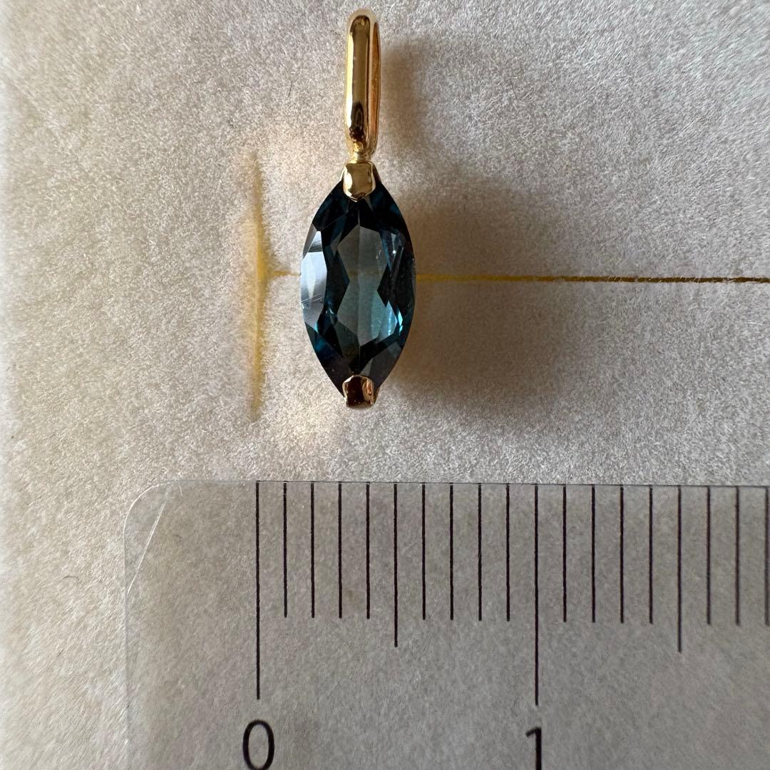 K18 ロンドンブルートパーズ　4×8マーキスペンダントトップ0.27g