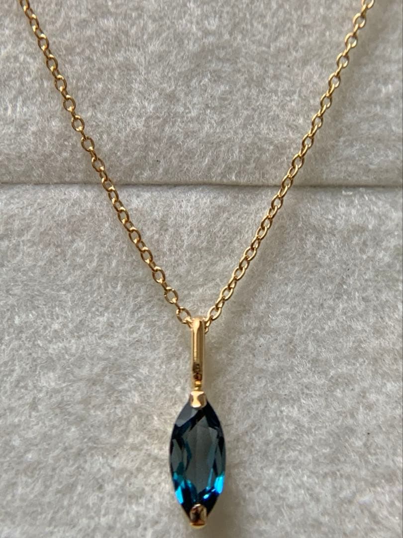 K18 ロンドンブルートパーズ　4×8マーキスペンダントトップ0.27g