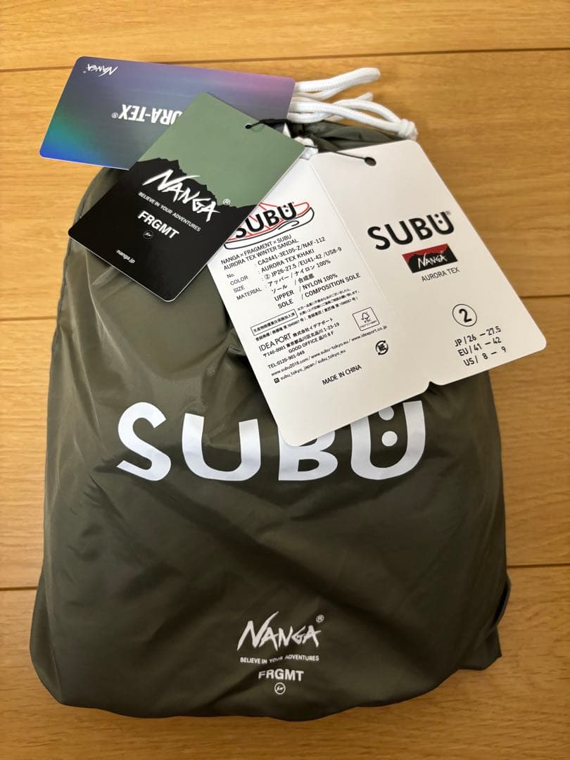 新品未使用　SUBU ×FRAGMENT × NANGA カーキ　サイズ2