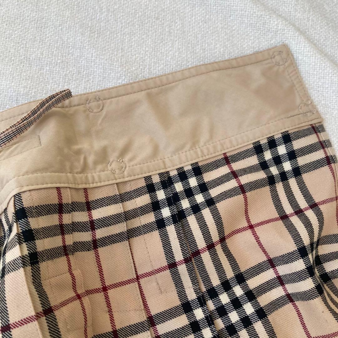 バーバリーブルーレーベル　プリーツスカート　ノバチェック　ベルト　フリンジ　38