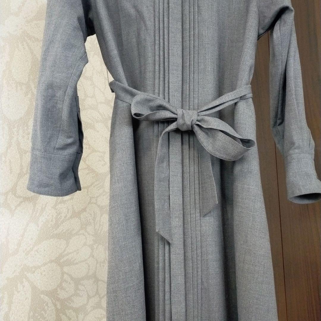 23区 ウールストレッチツイル シャツワンピース グレー