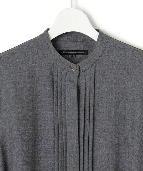 23区 ウールストレッチツイル シャツワンピース グレー
