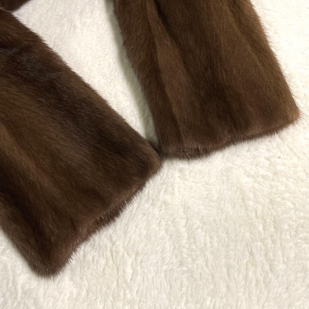 着丈113cm デミバフミンク ロング ファーコート 本毛皮 ブラウン M〜L