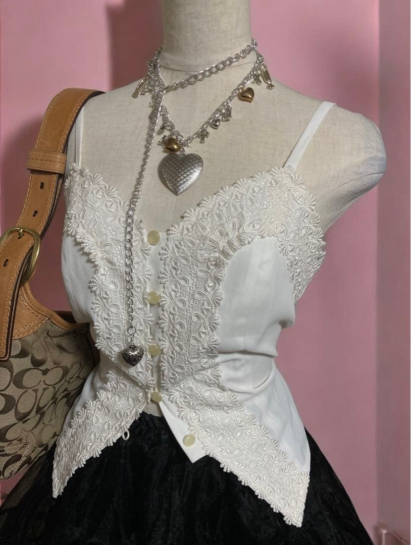 レア90sヴィンテージレースキャミコルセットy2kフェアリーグランジバレエコア