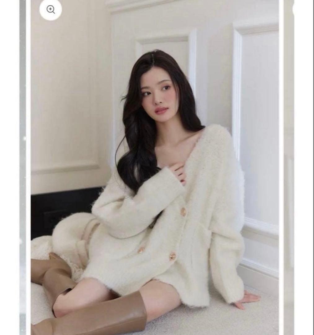 【polaura】ポローラ　マフラーセットオーバーサイズカーディガン　ホワイト