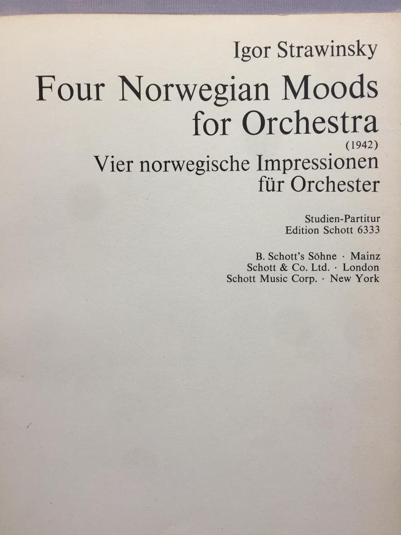 新規、Strawinsky Collection Score 2