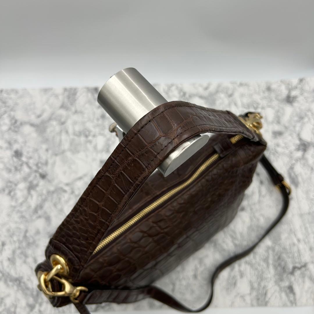 極美品✨ ボーグラン　ショルダーバッグ　2way クロコ本革　JRA