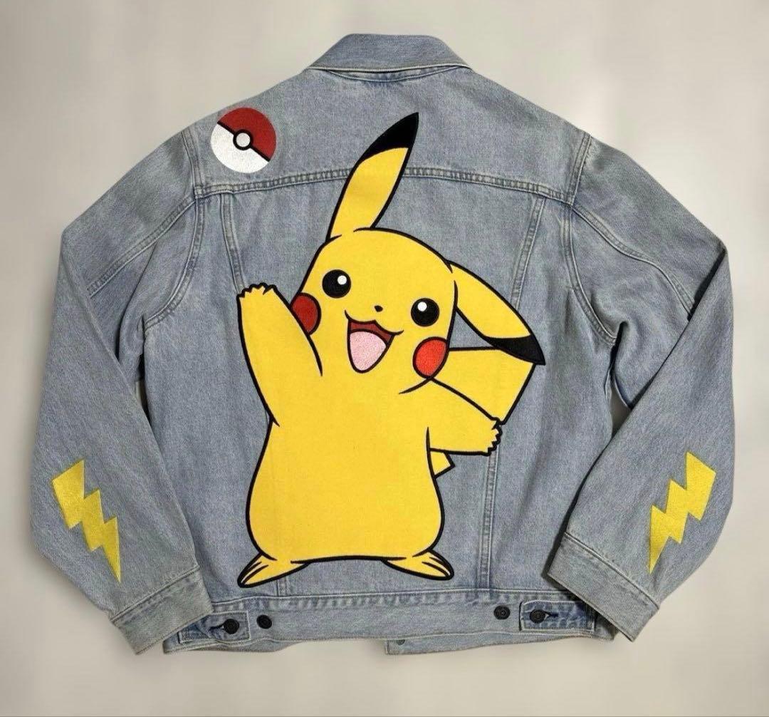 状態良好 廃盤品 リーバイス ポケモン 25周年 コラボ デニムジャケット M