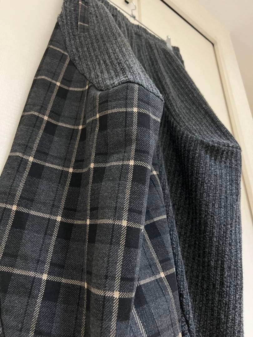 サルエルパンツ チェック切り替え