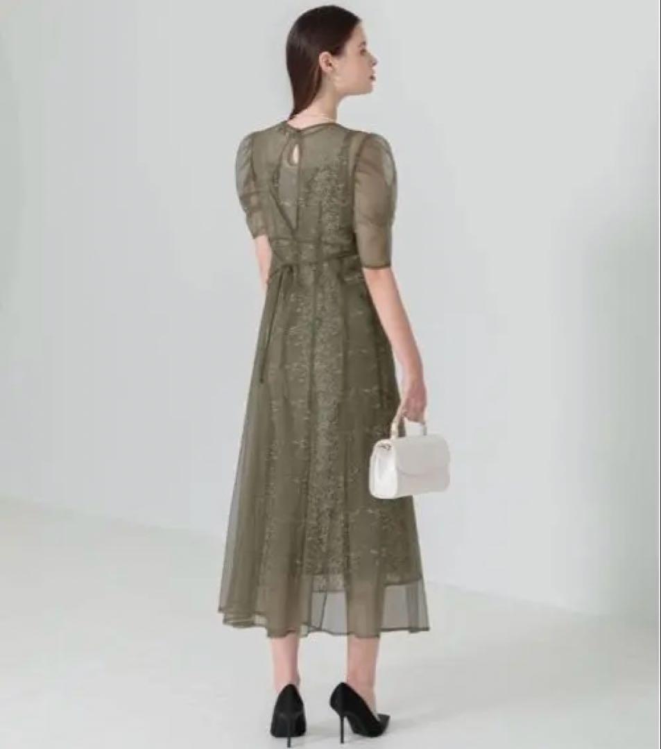 【LEJA】花柄総レース　シースルーパーティードレス　お呼ばれドレス