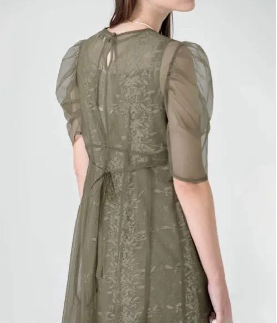 【LEJA】花柄総レース　シースルーパーティードレス　お呼ばれドレス