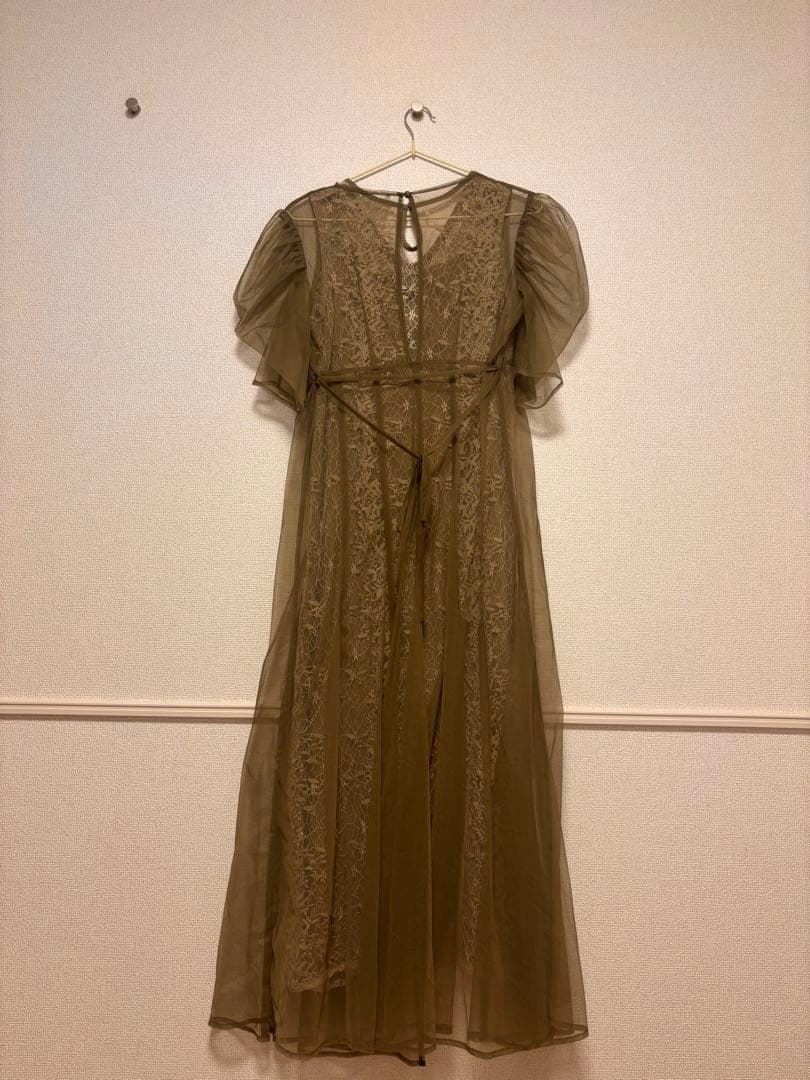 【LEJA】花柄総レース　シースルーパーティードレス　お呼ばれドレス