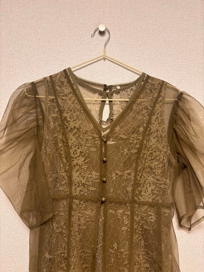 【LEJA】花柄総レース　シースルーパーティードレス　お呼ばれドレス