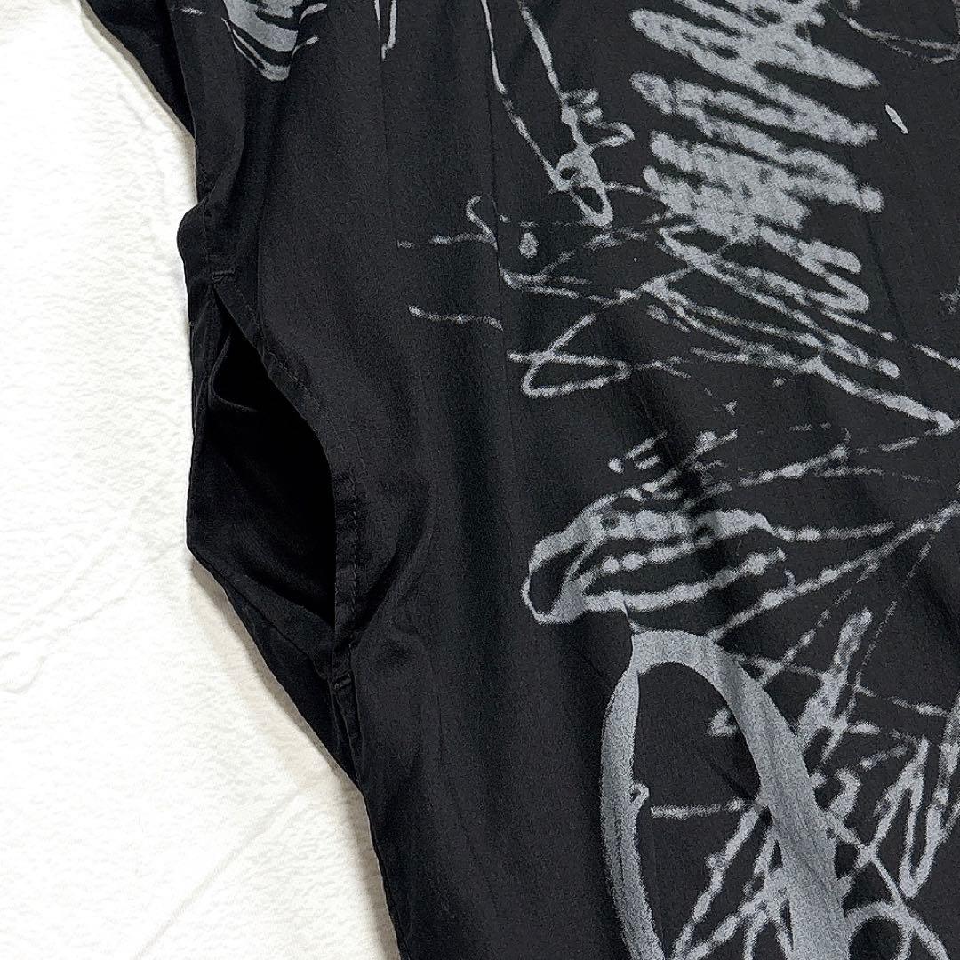 美品✨モユル　センソユニコ　シャツワンピース　アート　総柄　バンドカラー　前開き