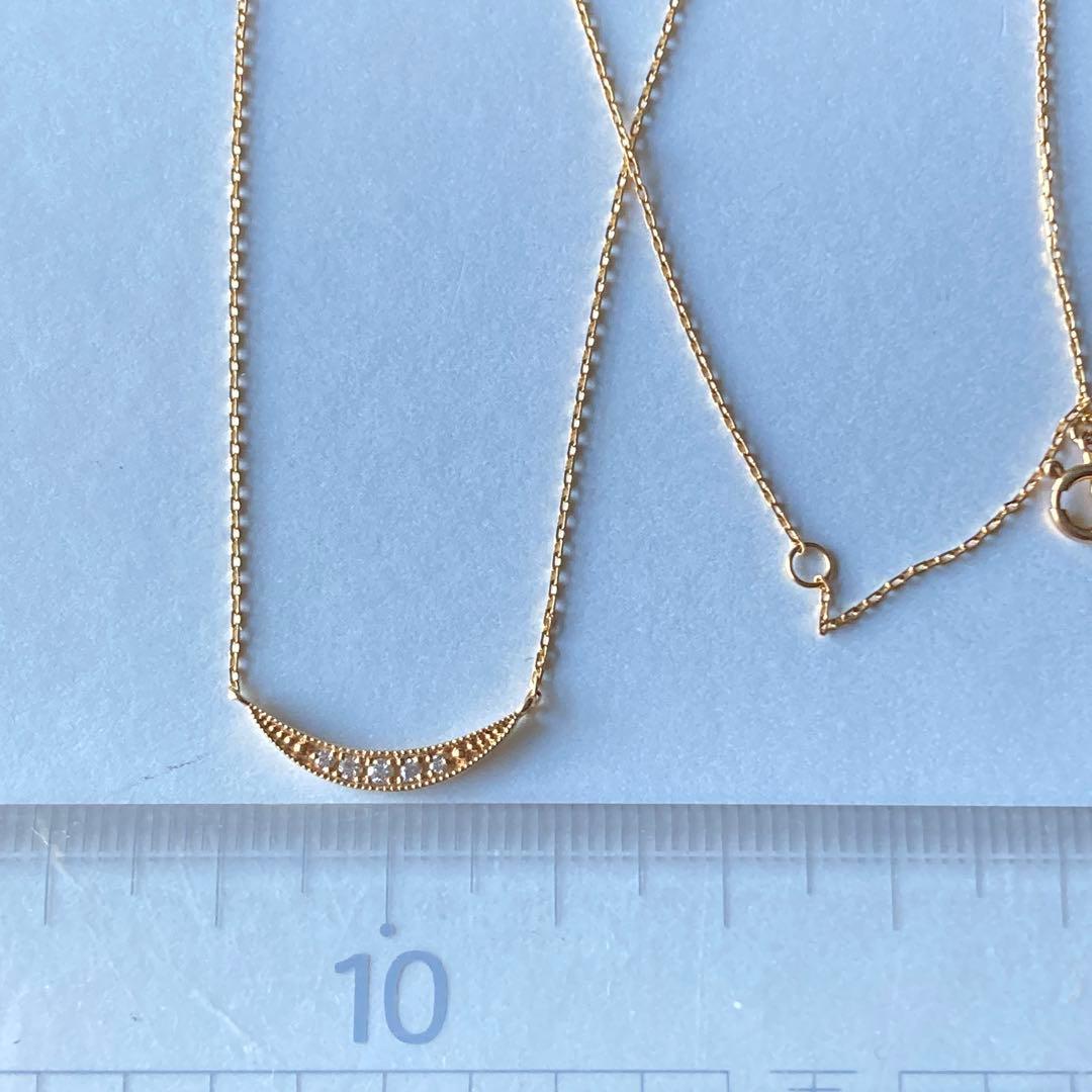 エテ　k18 ダイヤモンドネックレス　イエローゴールド　月　ムーン