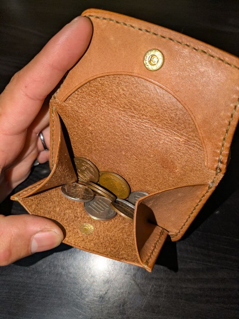 イタリアンレザー マネークリップ式 コンパクト財布 本革 総手縫い ハンドメイド