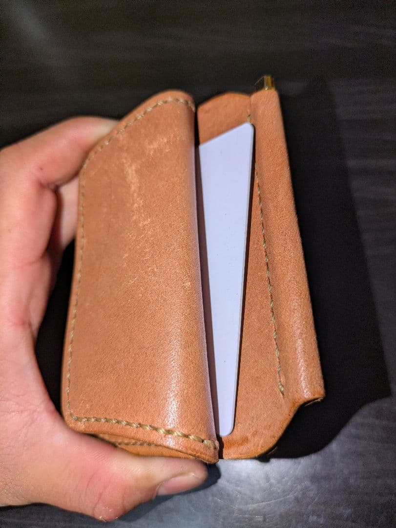 イタリアンレザー マネークリップ式 コンパクト財布 本革 総手縫い ハンドメイド