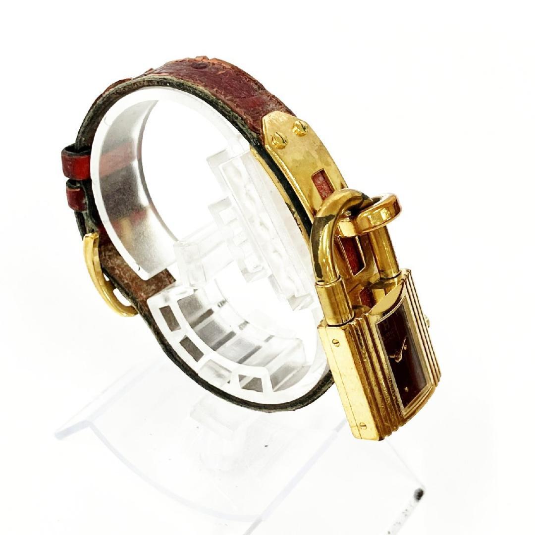 HERMES ケリーウォッチ GP ボルドー系文字盤 クオーツ レディース腕時計