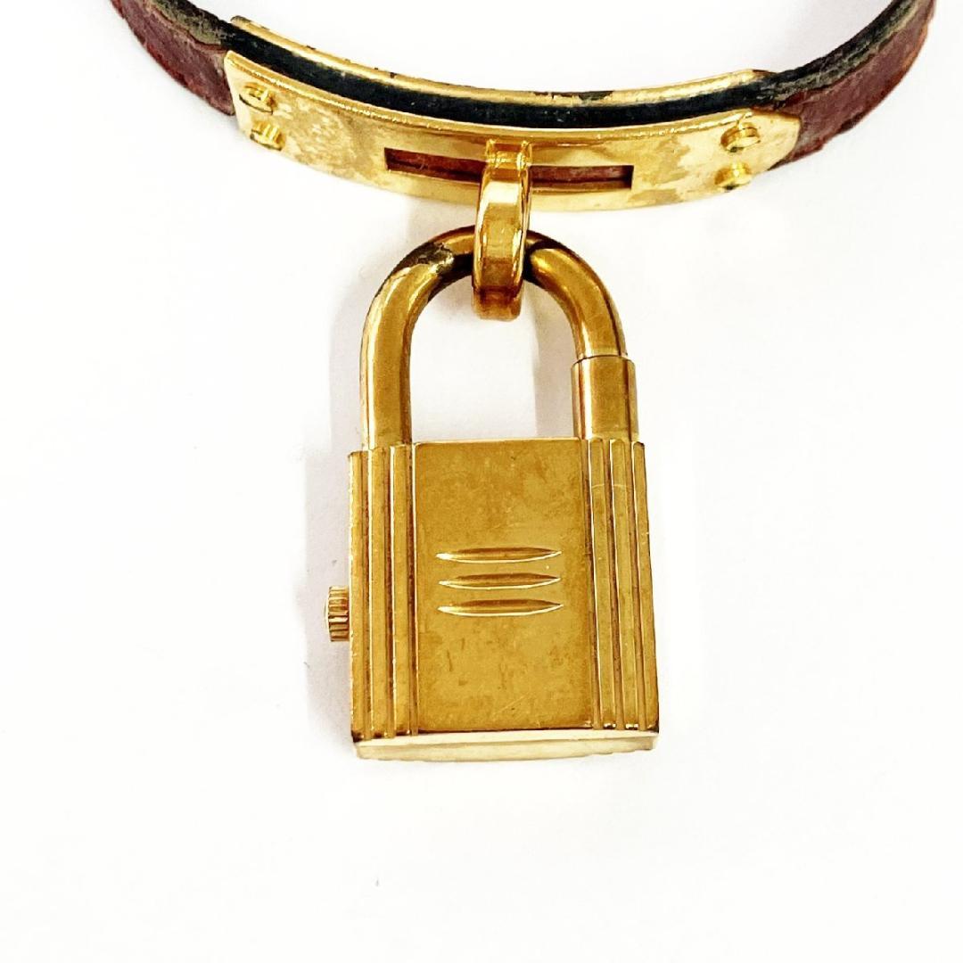 HERMES ケリーウォッチ GP ボルドー系文字盤 クオーツ レディース腕時計