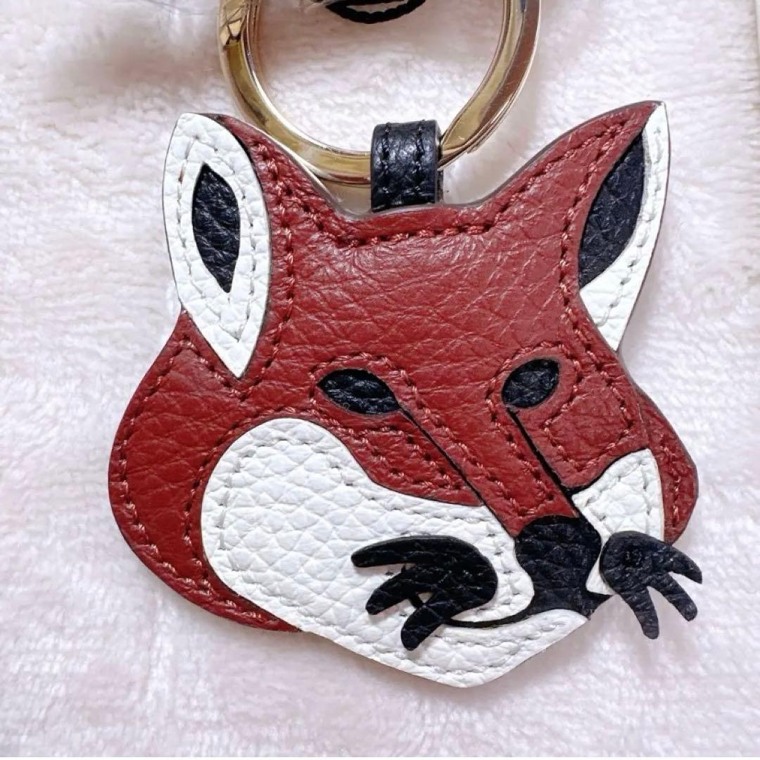 新品未使用 メゾンキツネ レザー フォックス ヘッド キーホルダー