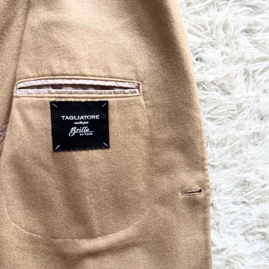<美品>TAGLIATORE×ブリッラ カシミヤ100% キャメルジャケット48