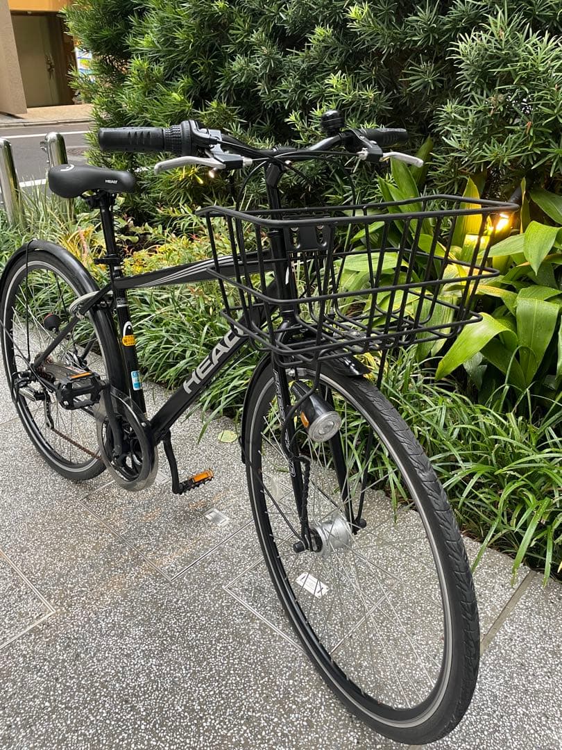 自転車　HEAD クロスバイク バスケット付き6段変速 オートライト