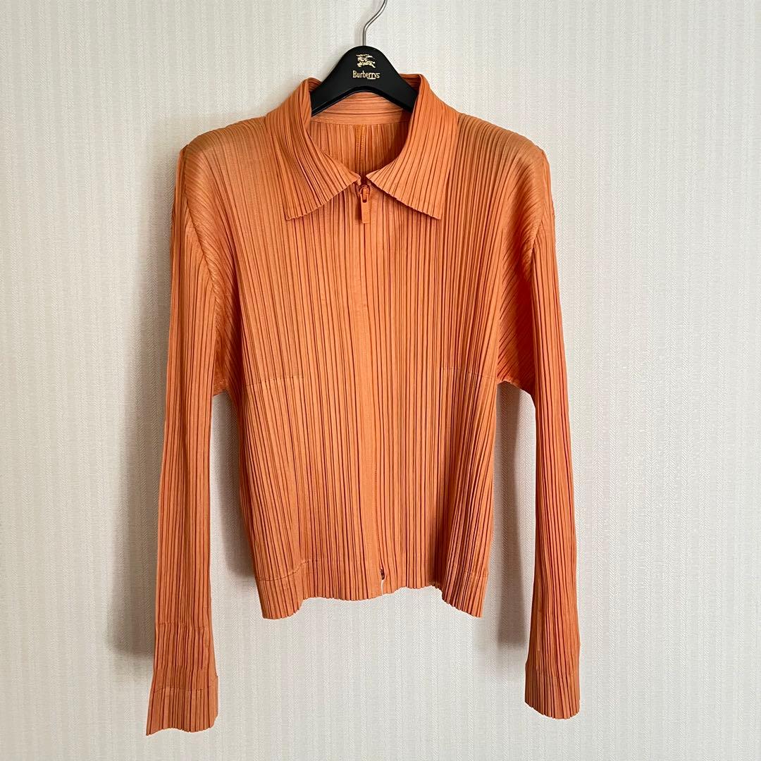 PLEATSPLEASE イッセイミヤケ ジップ式シャツ　オレンジ　3
