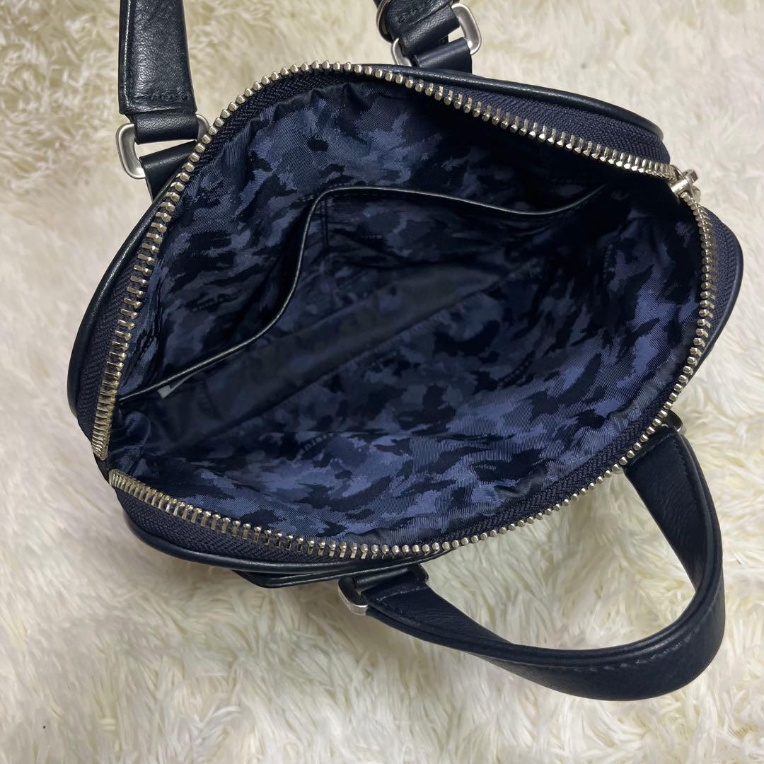 美品　アニアリ　ミニブリーフケース　セカンドバッグ　ネイビー　レザー