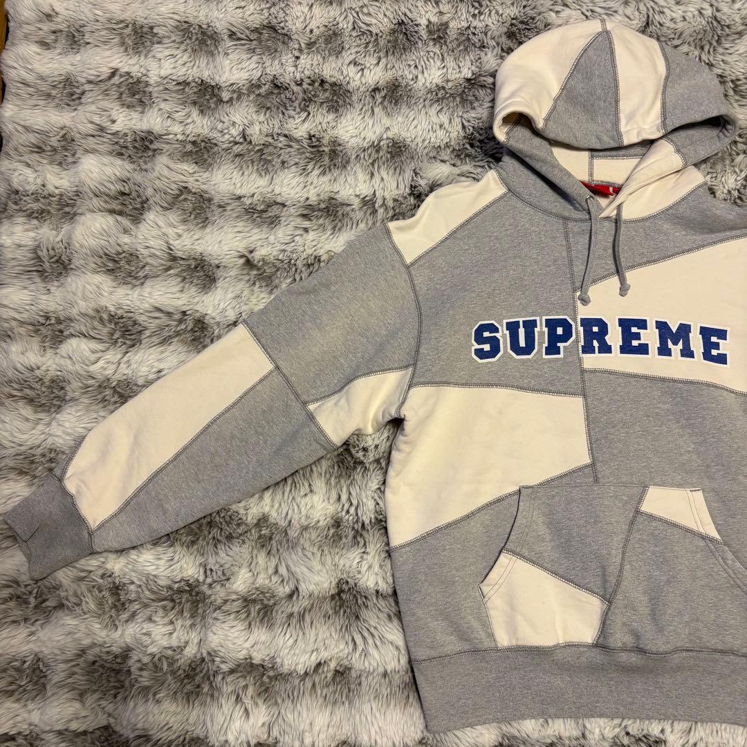 【美品】Supreme シュプリーム パッチワークパーカー Sサイズ 白 グレー