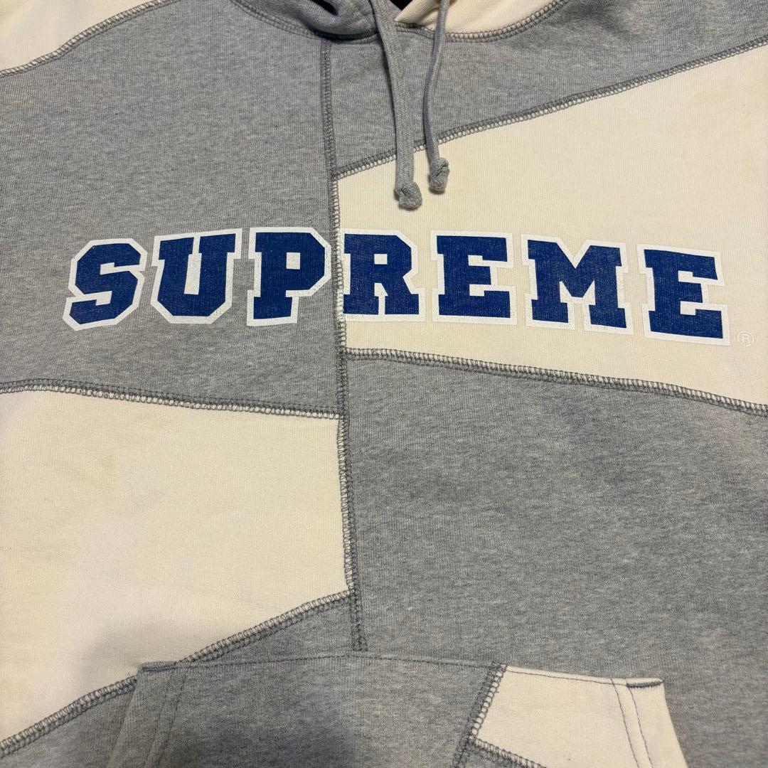 【美品】Supreme シュプリーム パッチワークパーカー Sサイズ 白 グレー