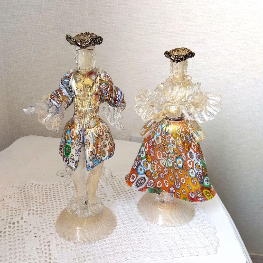 ベネチアンガラス 人形 ムラノ ぺア