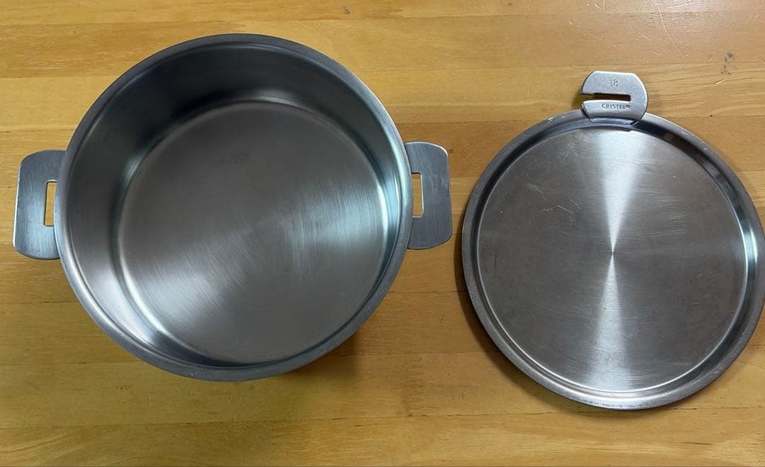 【美品/中古品】CRISTELステンレス蒸し器、ハンドルセット