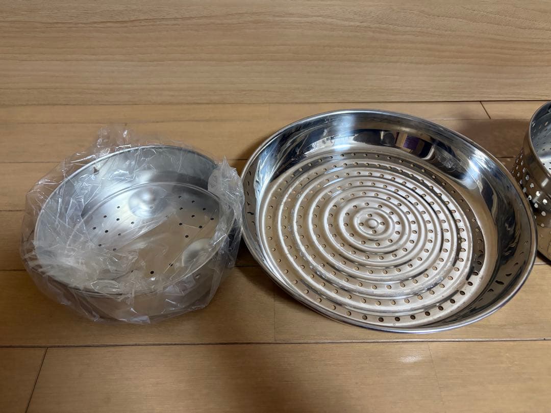 【美品/中古品】CRISTELステンレス蒸し器、ハンドルセット