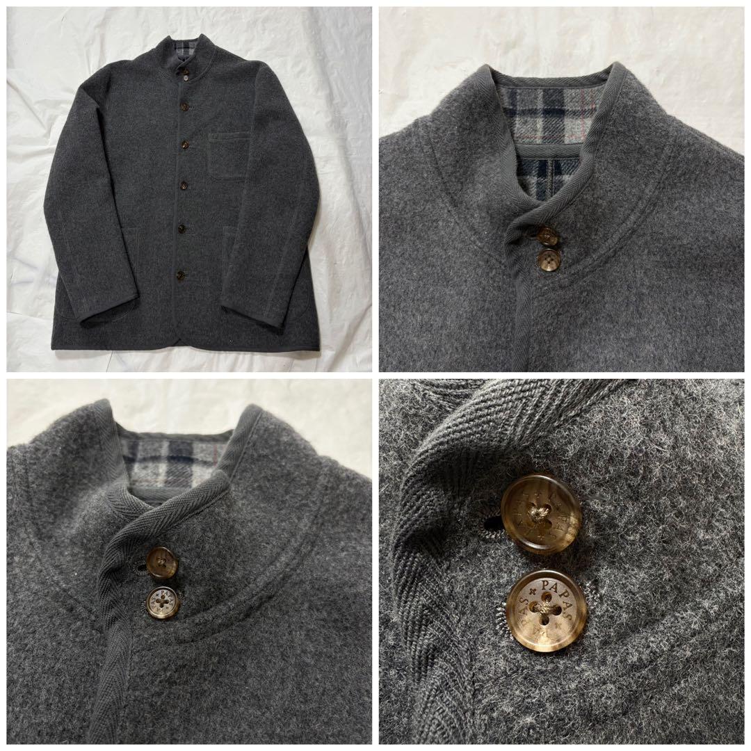 Papas+パパスプラス ステンカラージャケット毛 カシミヤ アンゴラ古着屋購入