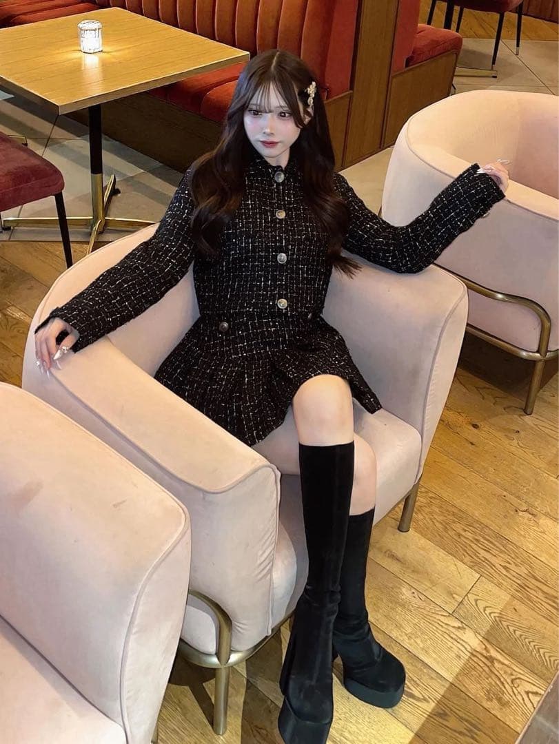 Darich ツイードチェックプリーツミニスカート