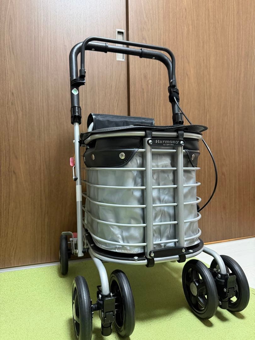[美品]島製作所 SHIMA ハーモニー AL 防水バッグ付き　シルバーカー