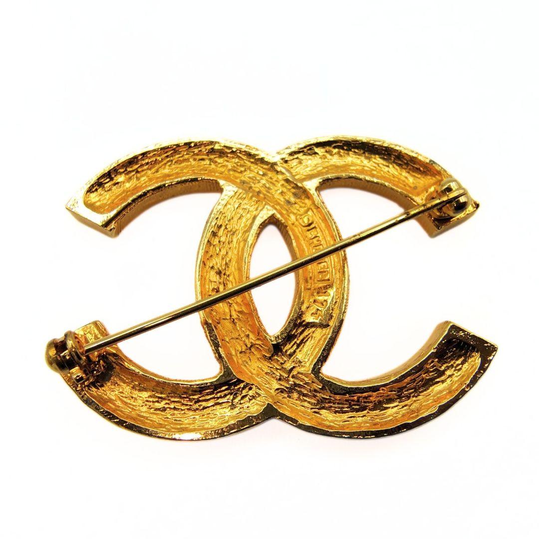 シャネル ココマーク ピンブローチ ヴィンテージ ゴールド ラインストーン