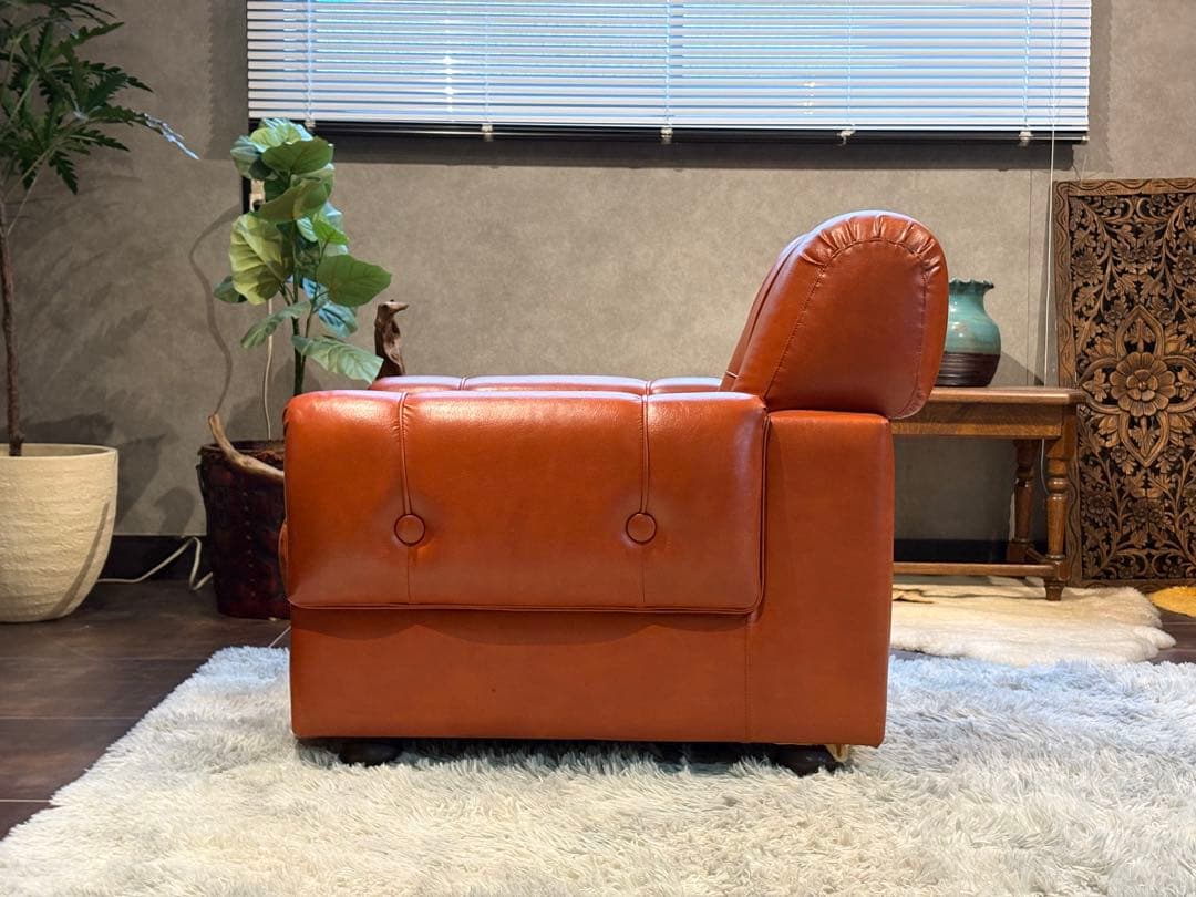 カリモク　karimoku オレンジソファ　タフティング　ヴィンテージ　SG