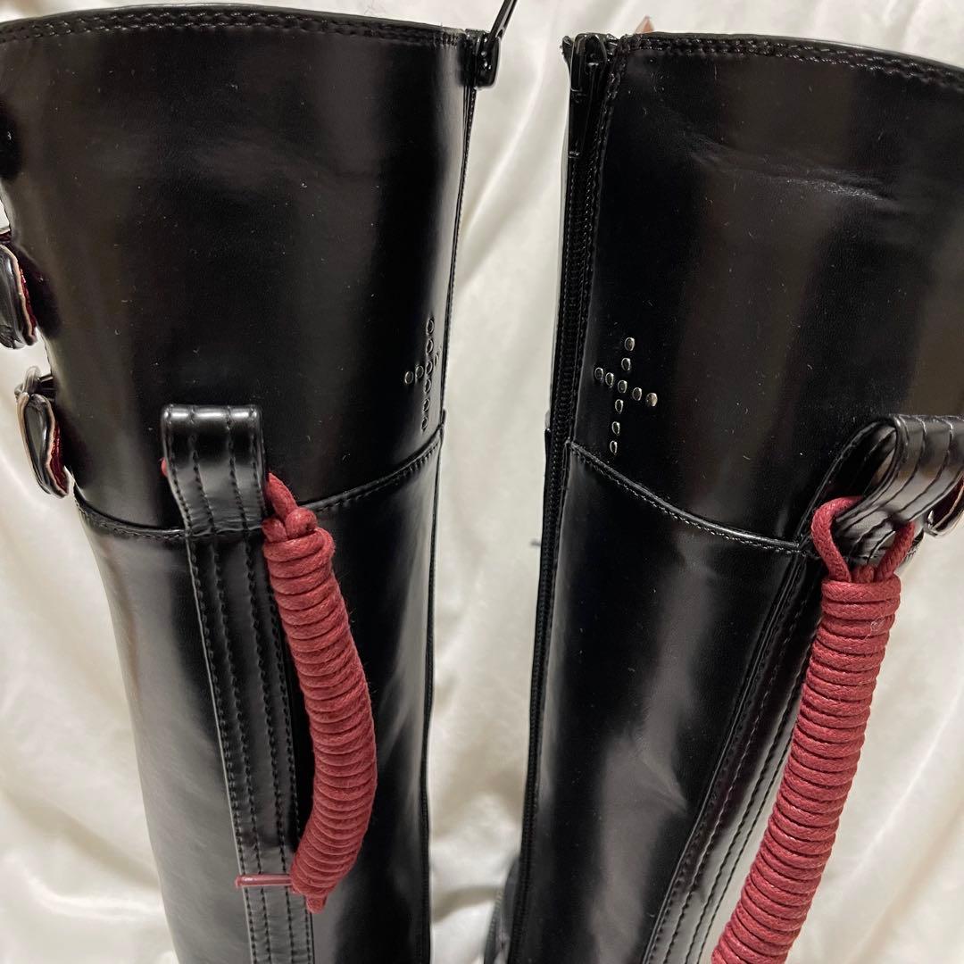 限定品 YOSUKE ヨースケ 厚底 地雷 レースアップ ロングブーツ ベルト