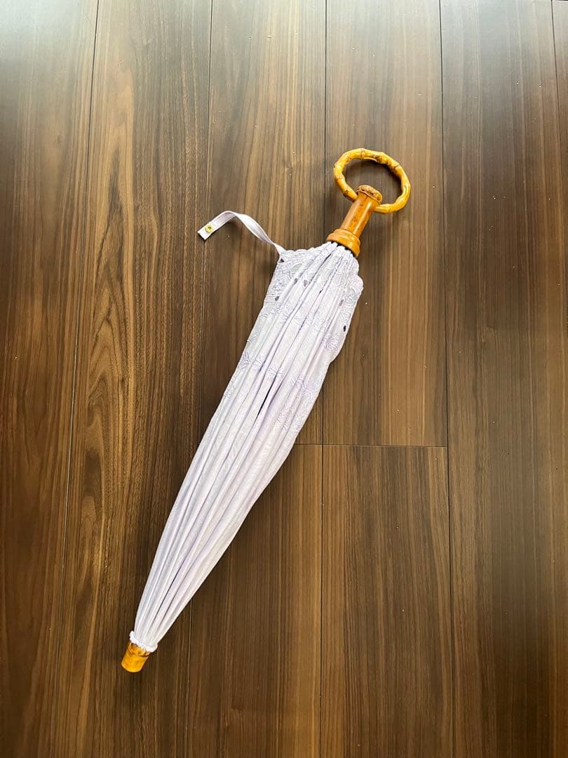 福井洋傘♡刺繍入りライラック日傘 折りたたみ式