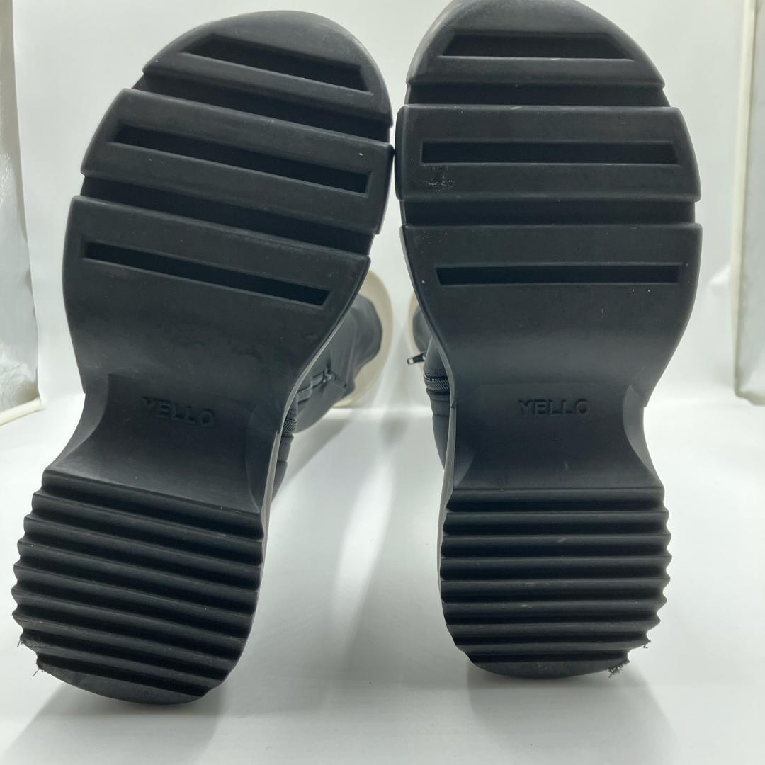 【美品】YELLO　ダブルスニーカーロングブーツ ストレッチ 厚底 ブラック L