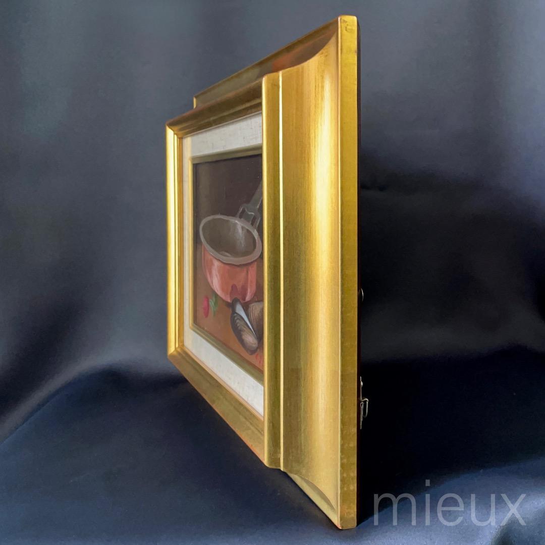 李景朝「フライパン」油彩 油絵 額付 サイン入り 中古 美品