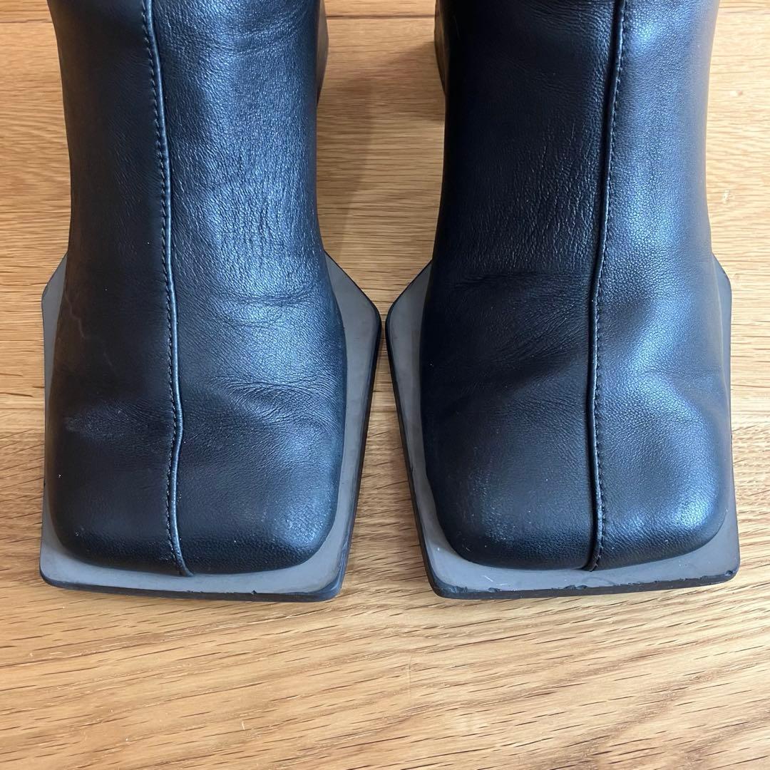 UN3Dアンスリード　ワイドスクエアショートブーツ　22.5~23.5　ブラック