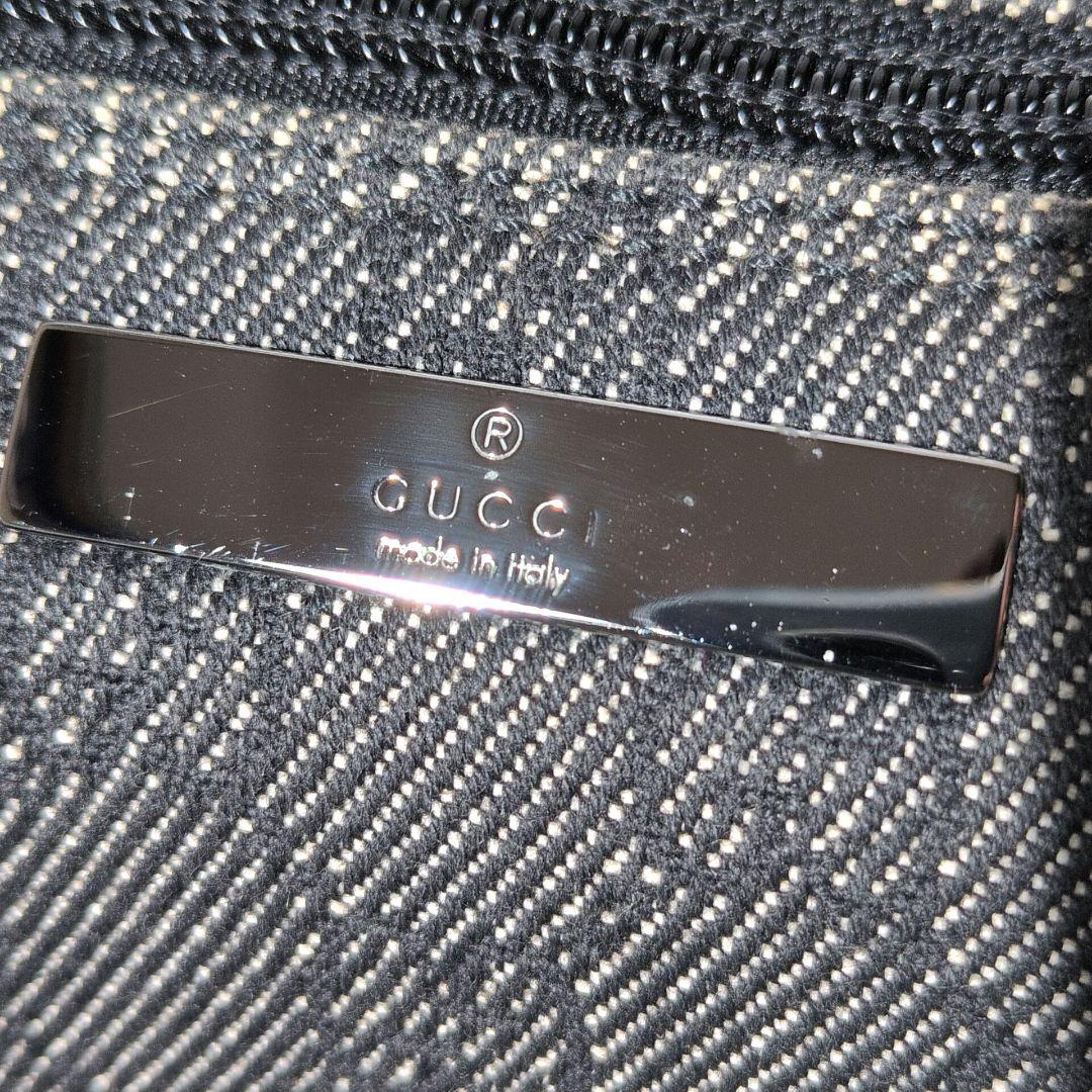 【美品】グッチ　アクセサリーポーチ　GGキャンバス　デニム調　07198　グレー