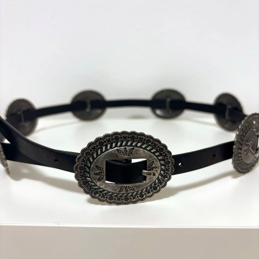 【希少】ローレン ラルフローレン コンチョベルト 黒 バックル レザー スタッズ